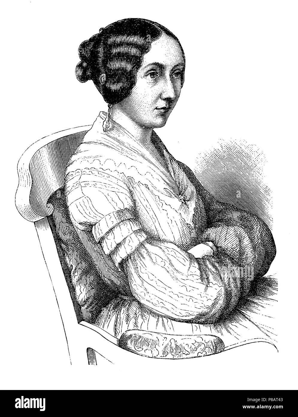 Ida Countess Hahn-Hahn. Portrait of Miss von Meyern-Hohenberg,   1881 Stock Photo