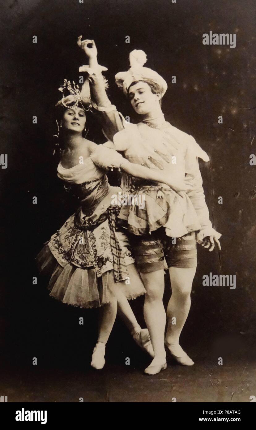 Anna Pavlova and Vaslav Nijinsky in the ballet 'Le Pavillon d'Armide' by Nikolai Tcherepnin. Museum: PRIVATE COLLECTION. Stock Photo