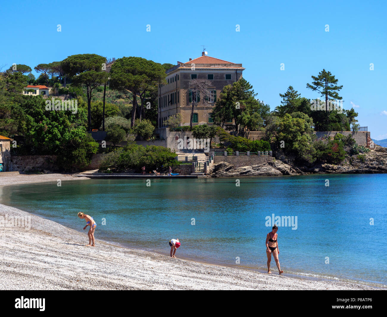 Villa  on Capo Scandelli and beach, Cavo, Elba, Region Tuscany, Province Livorno, Italy, Europea Stock Photo