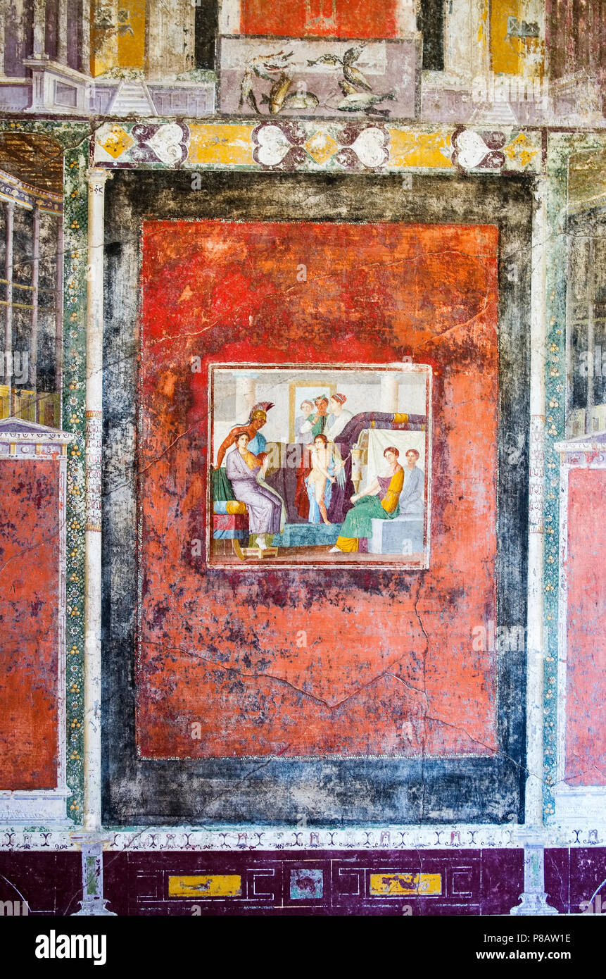 fresco of Venus and Mars in a house of ancient Pompeii Stock Photo