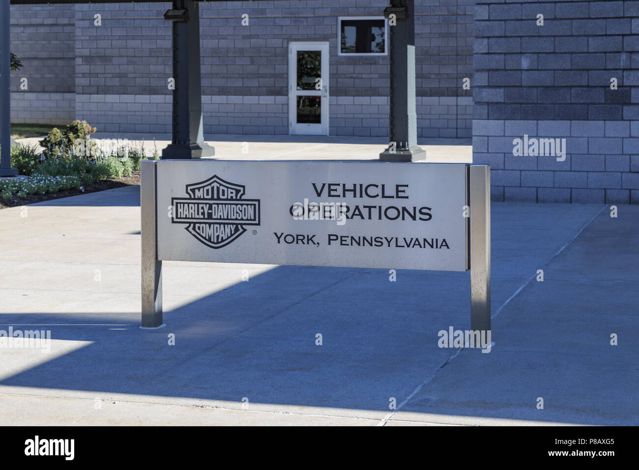 York, PA, USA July 7, 2018 The Vehicle Operations sign at the Harley