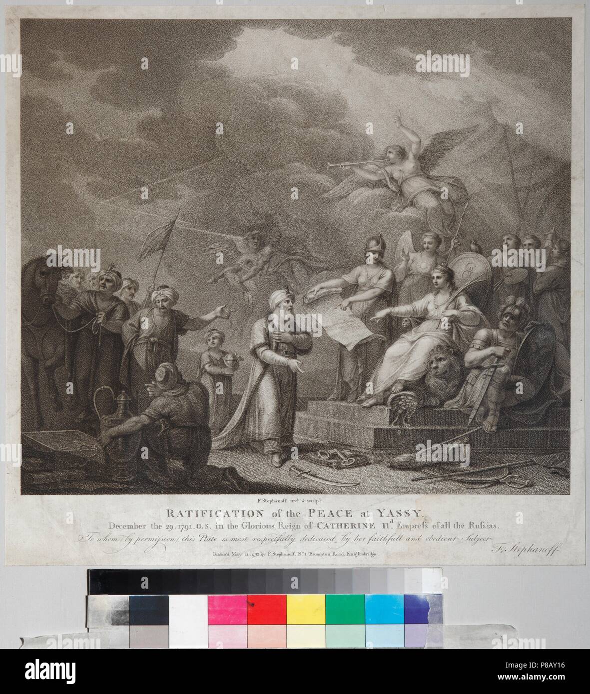 Allegory of the Treaty of Jassy. Museum: Podstanitsky collection. Stock Photo