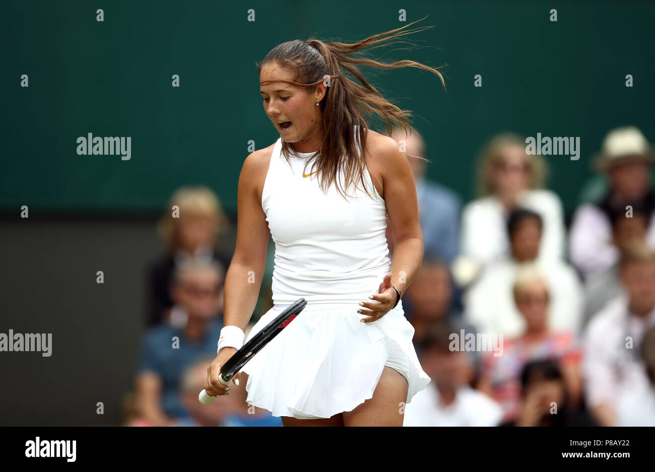 Daria Kasatkina reacts on day eight of the Wimbledon Championships at the  All England Lawn Tennis and Croquet Club, Wimbledon Stock Photo - Alamy