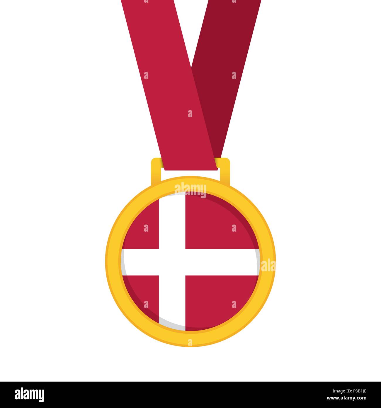 Denmark national flag gold first place winners medal. Stock Vector