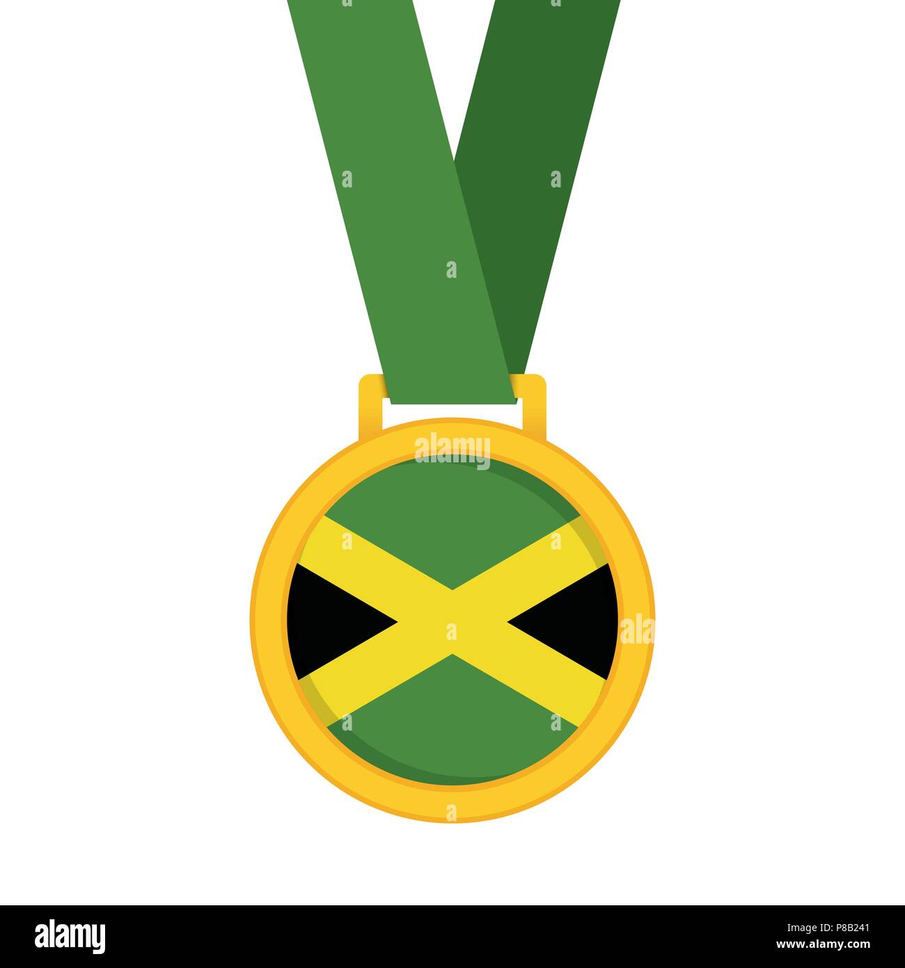 Jamaica national flag gold first place winners medal Stock Vector Image