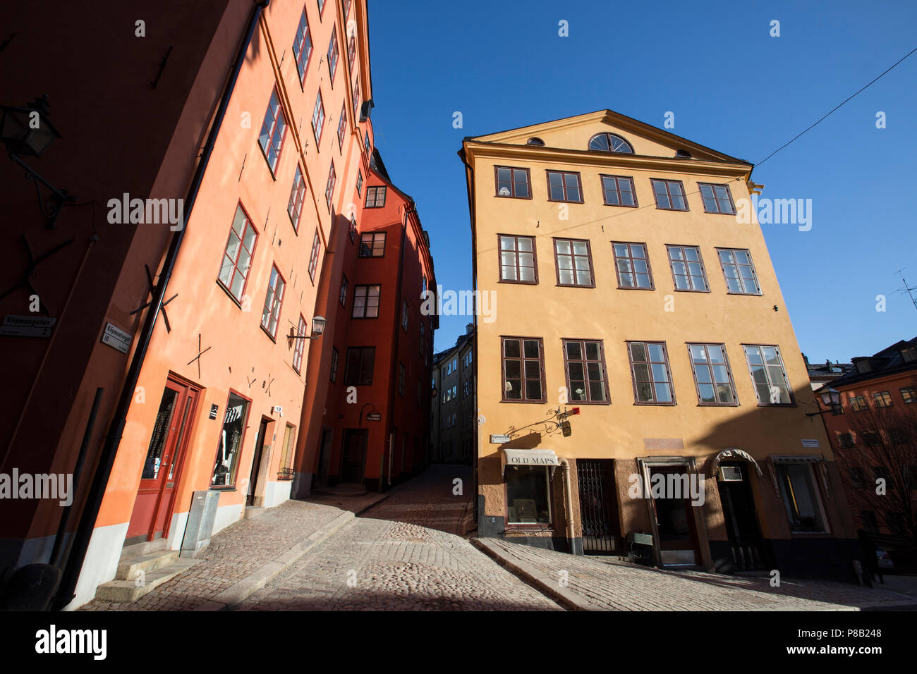 Old Maps of Stockholm, located on Köpmantorget, public square in Gamla stan old town in central Stockholm, Sweden Stock Photo