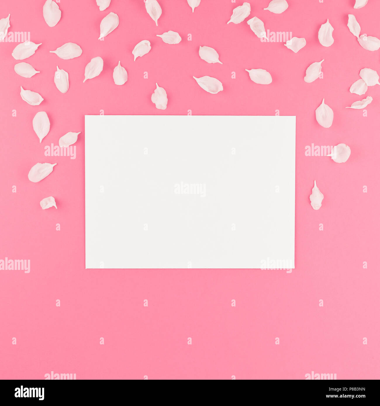 Creative flat lay concept top view of blank postcard mock up and apple ...