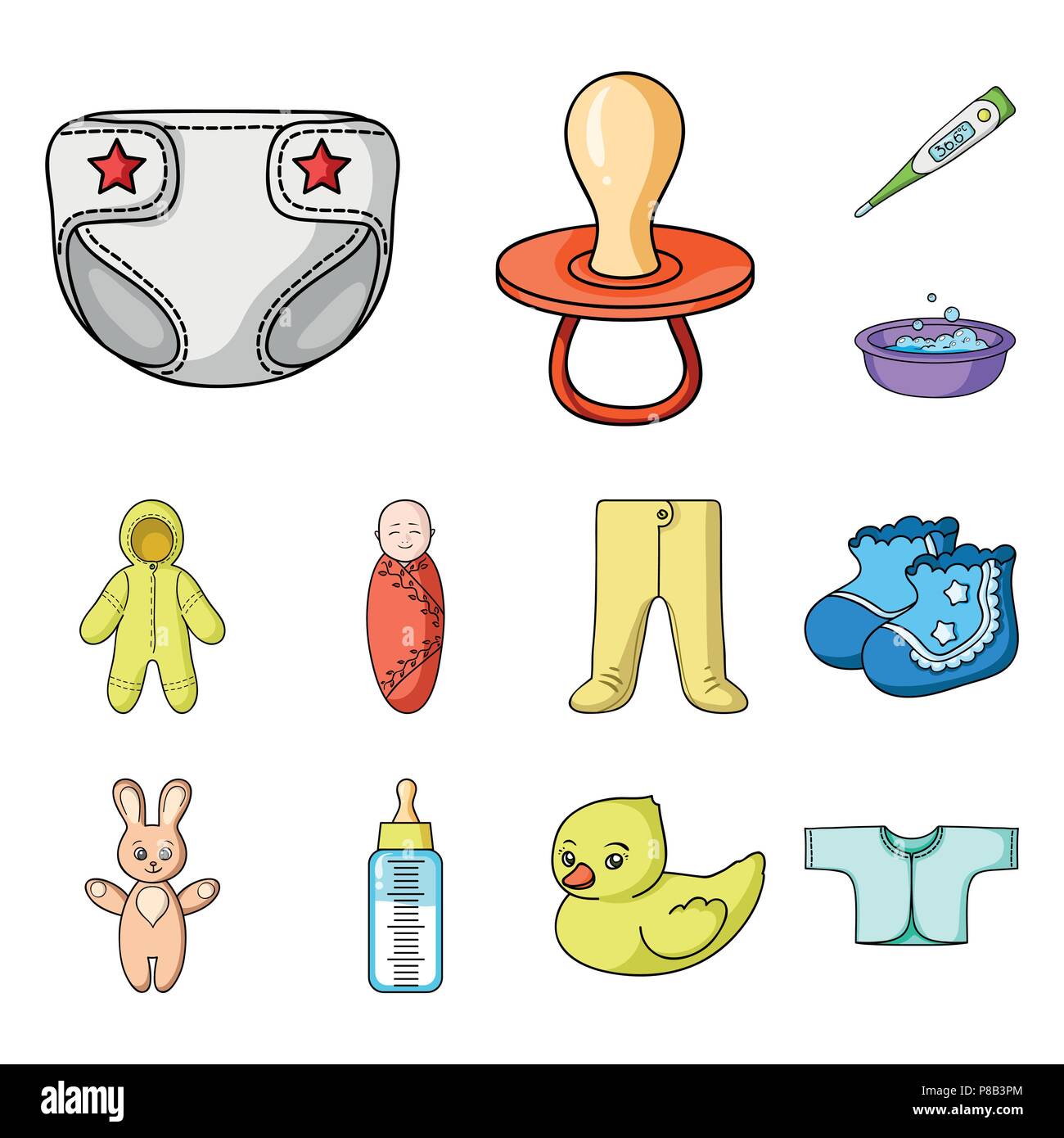 Birth of a baby cartoon icons in set collection for design. Newborn and  accessories vector symbol stock illustration Stock Vector Image & Art -  Alamy