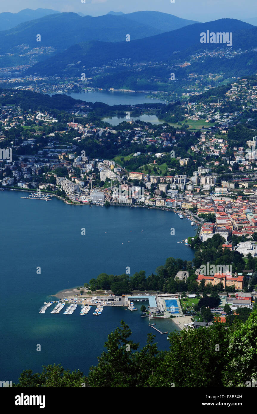 Switzerland: View from Mount Bré to the city of Lugano Stock Photo - Alamy