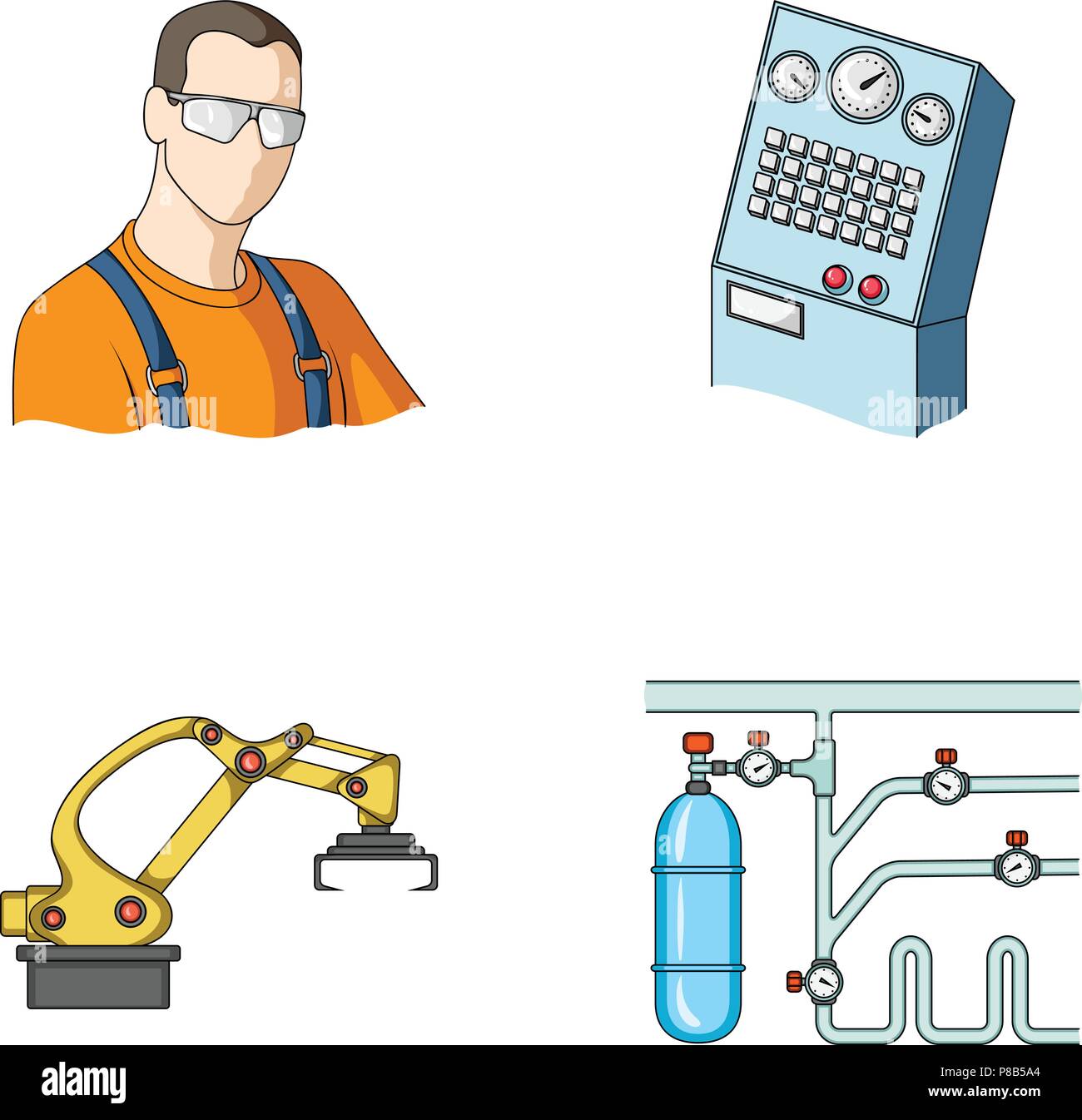 Modern equipment and other  icon in cartoon style.Machine tools and equipment factory icons in set collection. Stock Vector