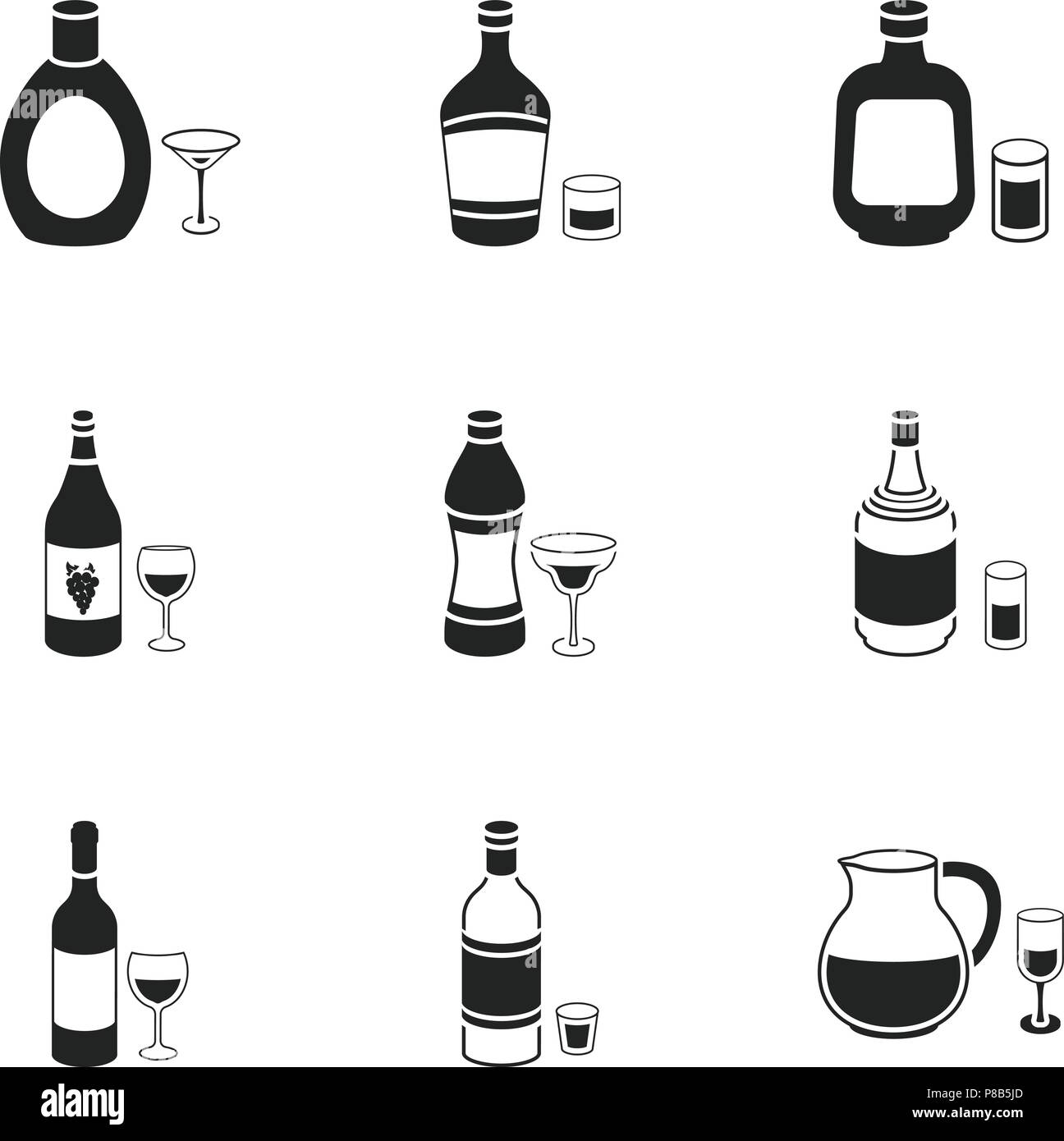 Alcohol set icons in black style. Big collection of alcohol vector ...