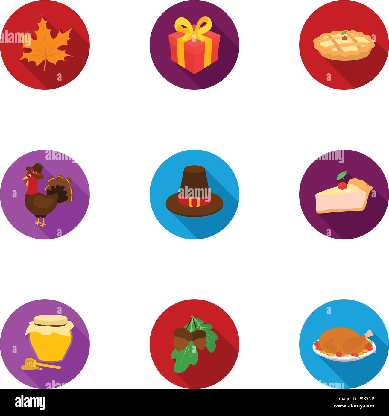 Canadian Thanksgiving Day Set Icons In Flat Style Big Collection