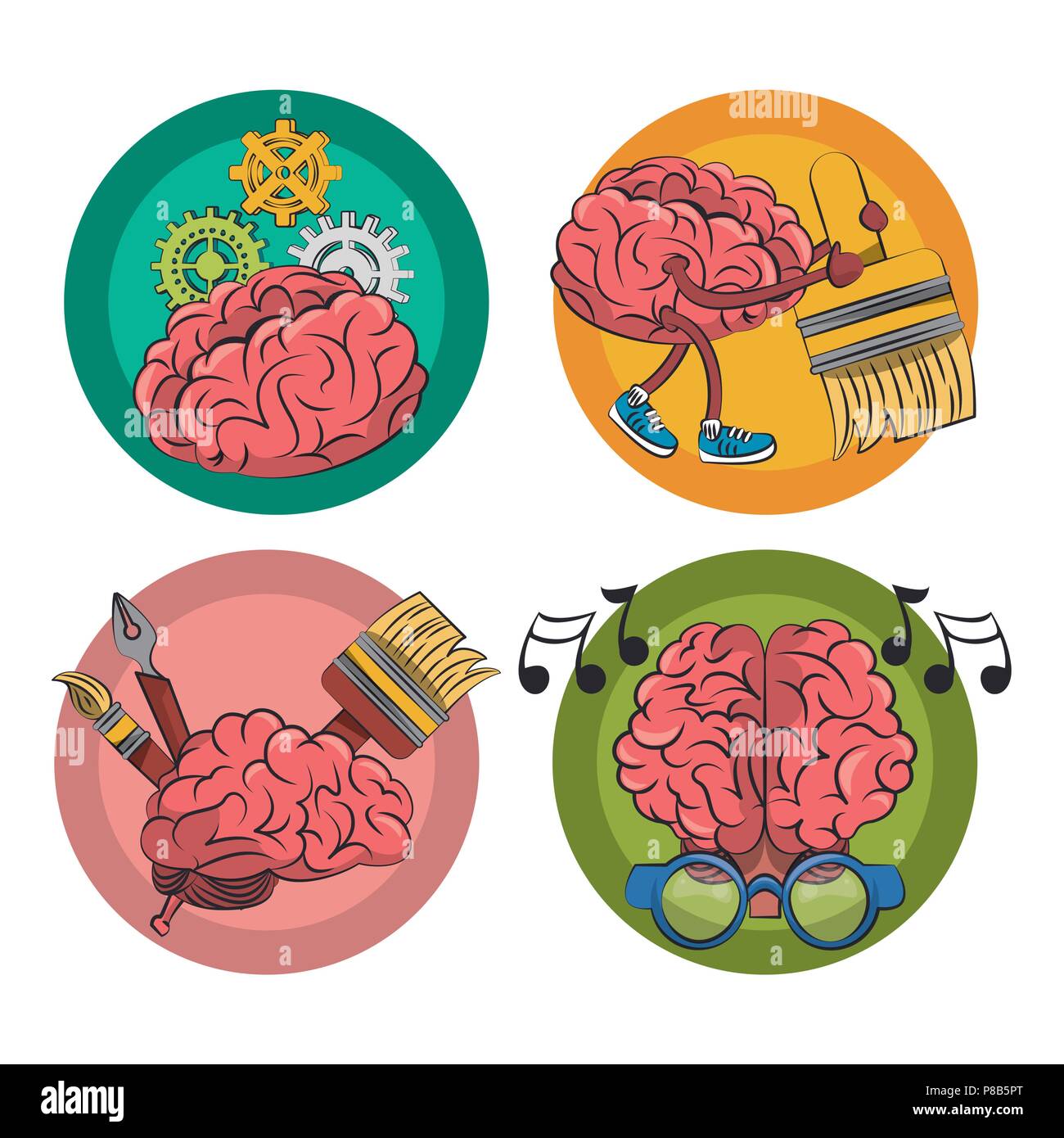 Set of creative brains emblem Stock Vector Image & Art - Alamy
