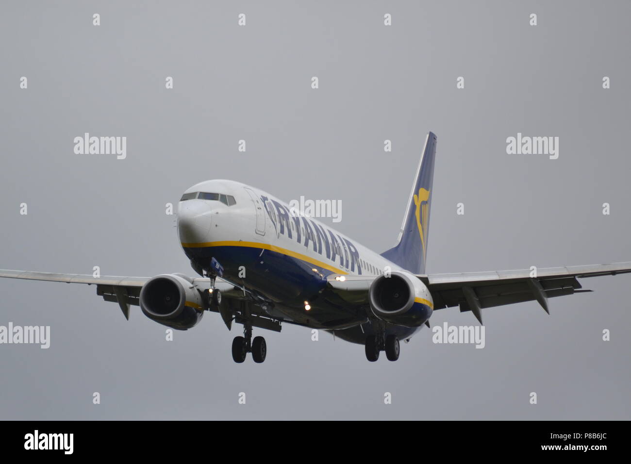 Ryanair Boeing 737-800 landing at Ireland West Airport from London Luton Stock Photo