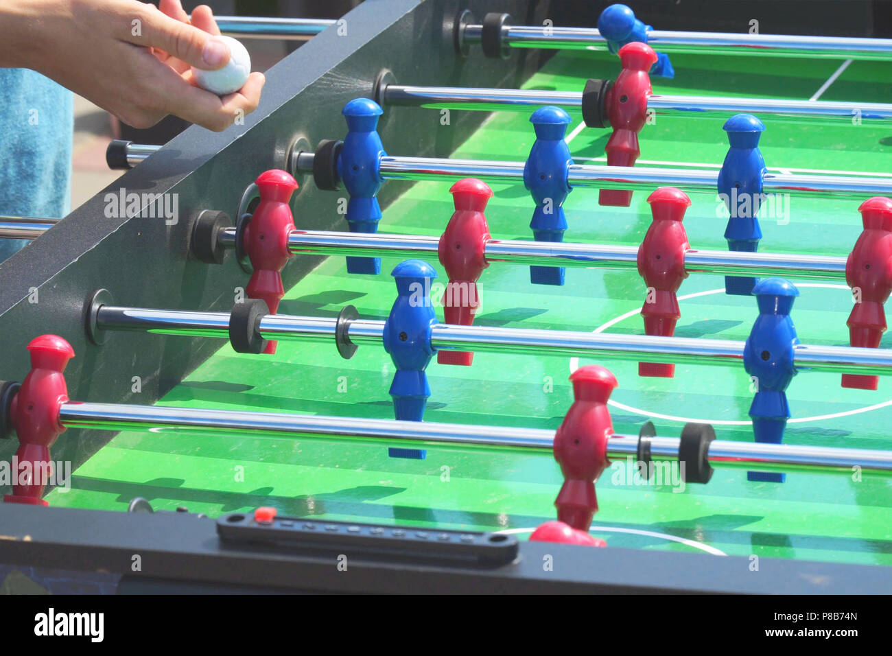 People play kicker table football soccer. Table soccer Stock Photo Alamy