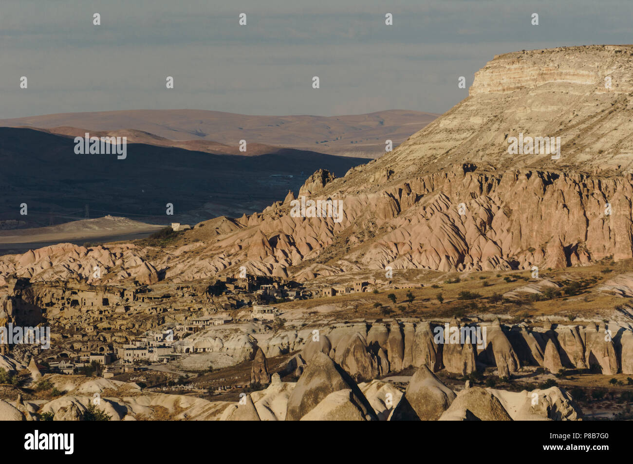 Aerial view of Goreme national park, fairy chimneys, Cappadocia, Turkey ...