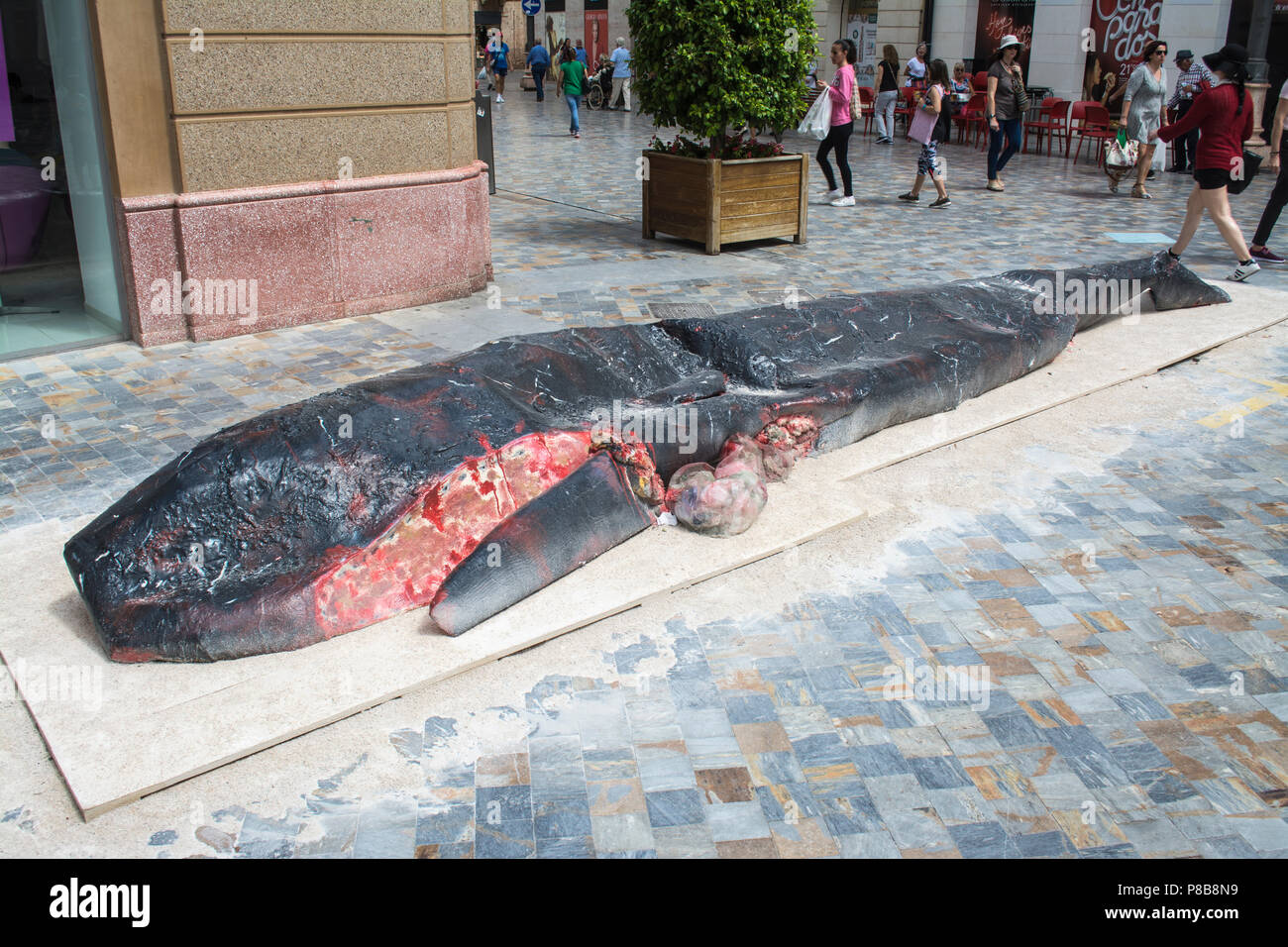 Full of Plastic art instalation on the street in the Spanish City of Cartagena, Murcia Stock Photo