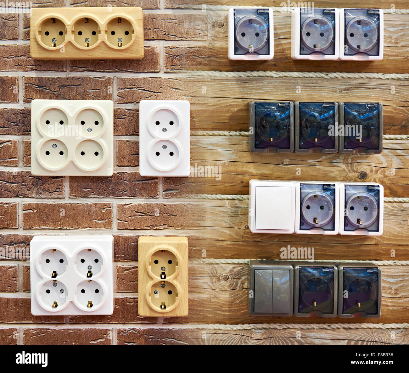 Wall mounted electrical outlets for indoor installation Stock Photo Alamy