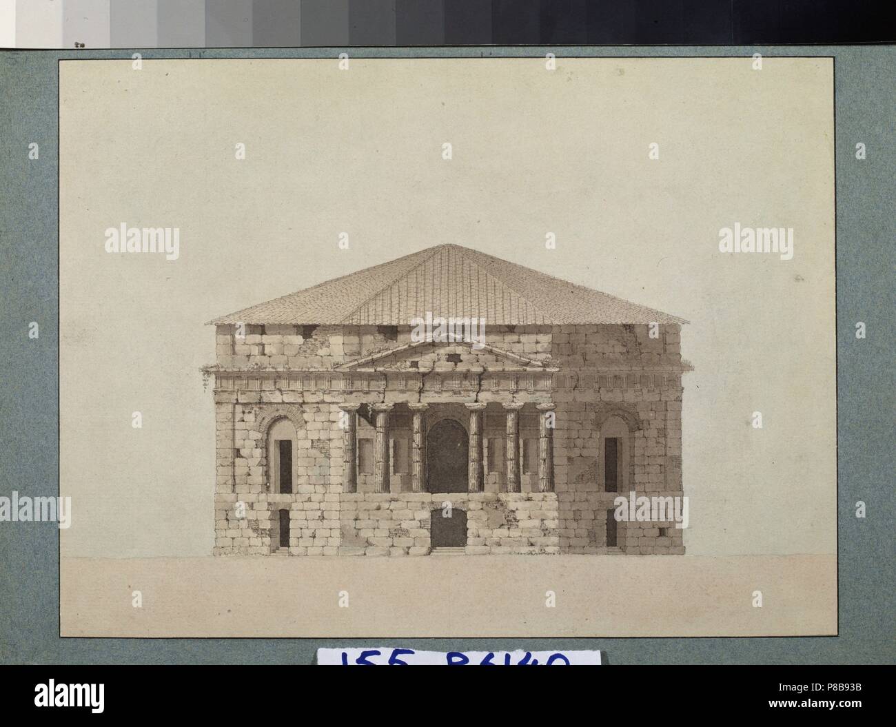Sketch of a theatre facade. Museum: State A. Pushkin Museum of Fine Arts, Moscow. Stock Photo