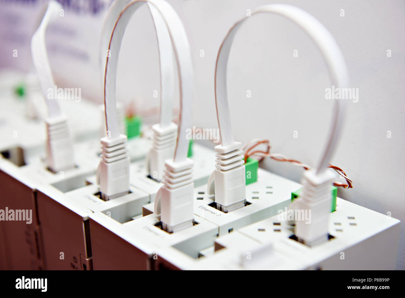 Commutation cables in the electronic device Stock Photo