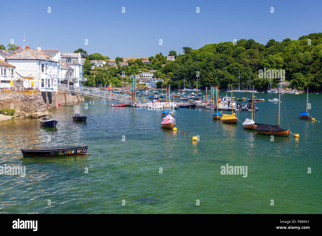 view of fowey harbour cornwall in summer Stock Photo