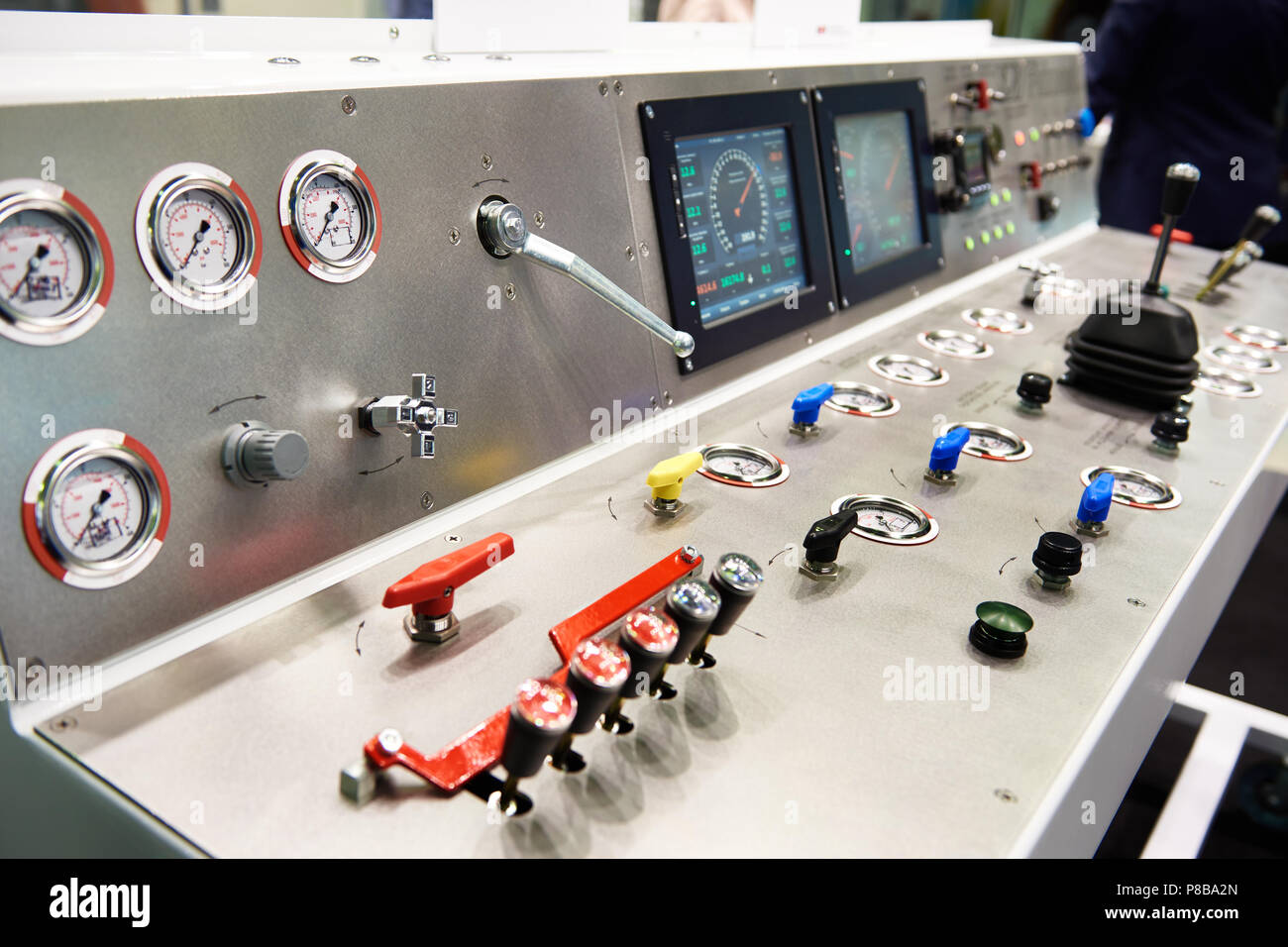 Coiled tubing unit operators control panel. Intervention and stimulation equipment Stock Photo