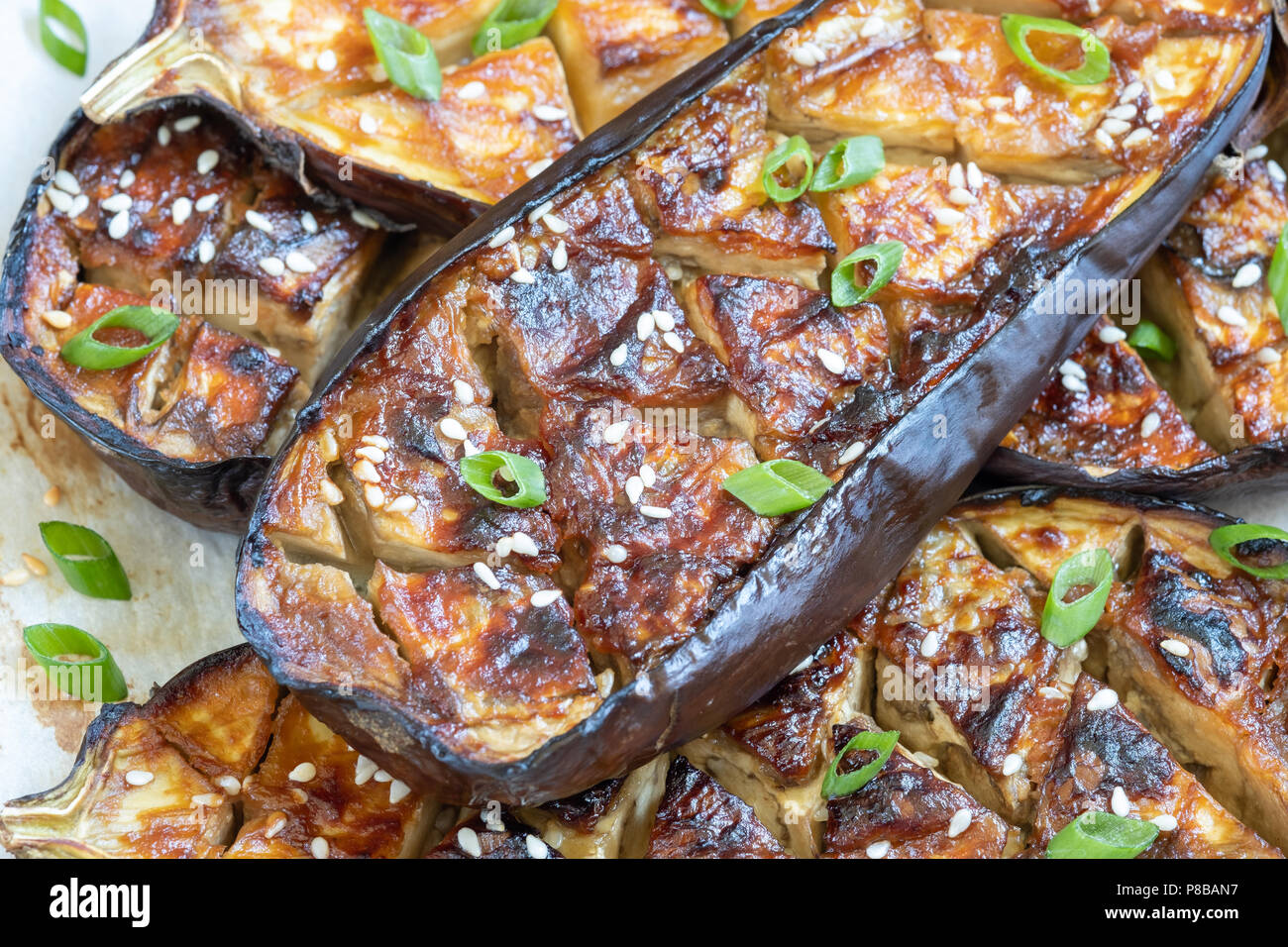 Grilled eggplant with Miso Glaze,nasu dengaku Stock Photo Alamy