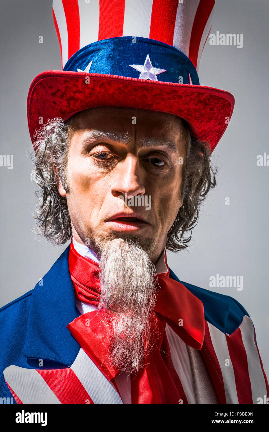 Uncle Sam headshot / portrait. Looking a little dopey, high, or drunk. Stock Photo