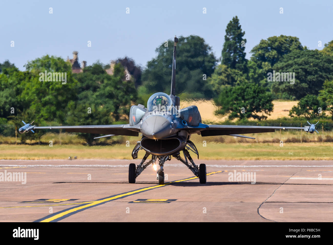 Greek F-16 Fighting Falcon at the Royal International Air Tattoo, RIAT 2018, RAF Fairford, Gloucestershire, UK.  Hellenic Air Force F-16C block 52 Stock Photo