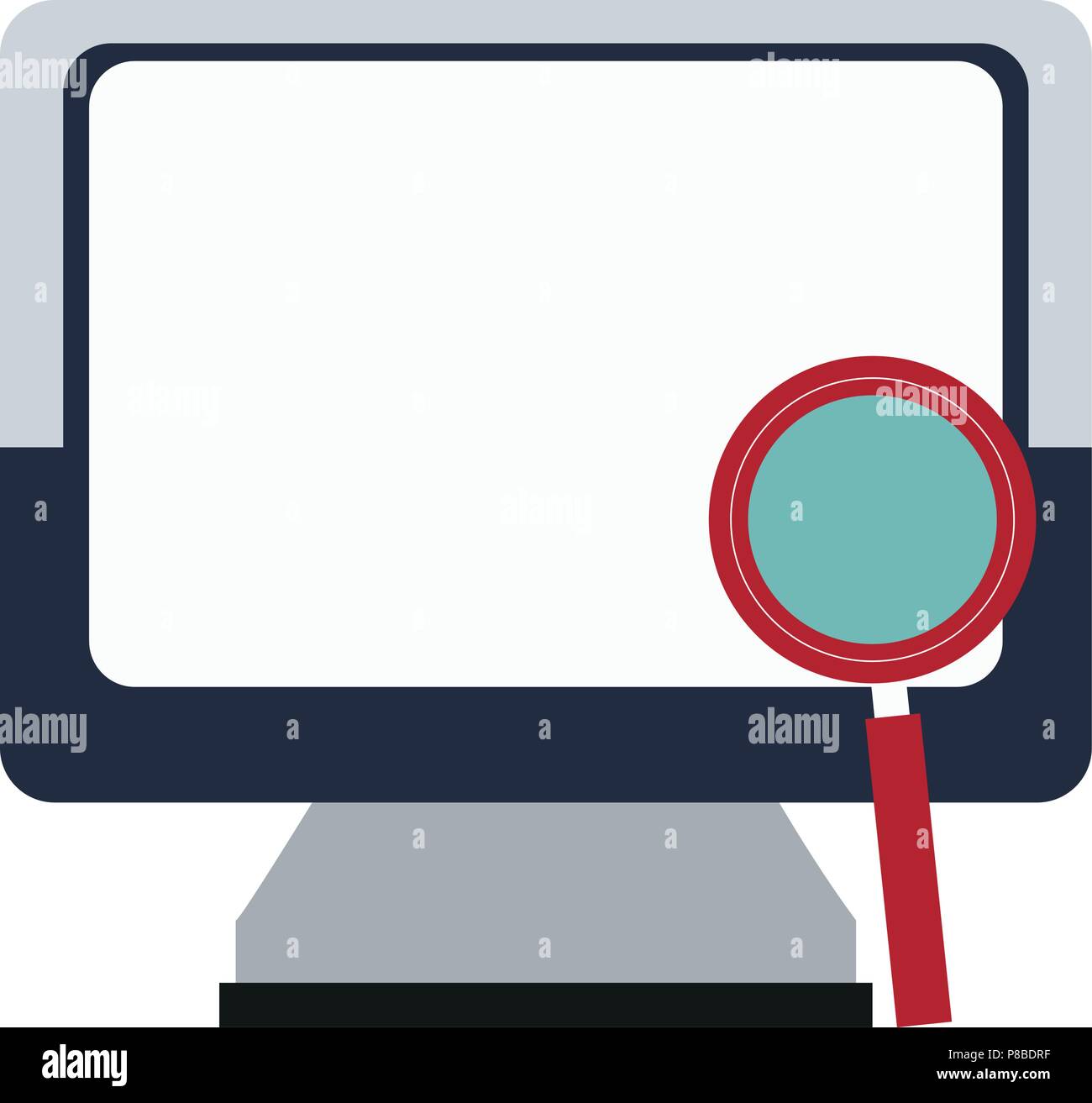 Computer with magnifying Stock Vector Image & Art - Alamy