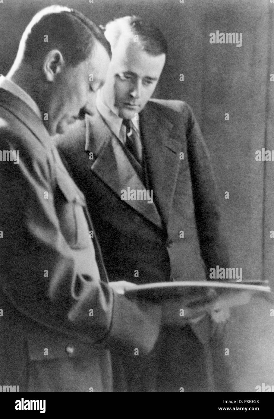 Hitler and Albert Speer. Museum: PRIVATE COLLECTION. Stock Photo