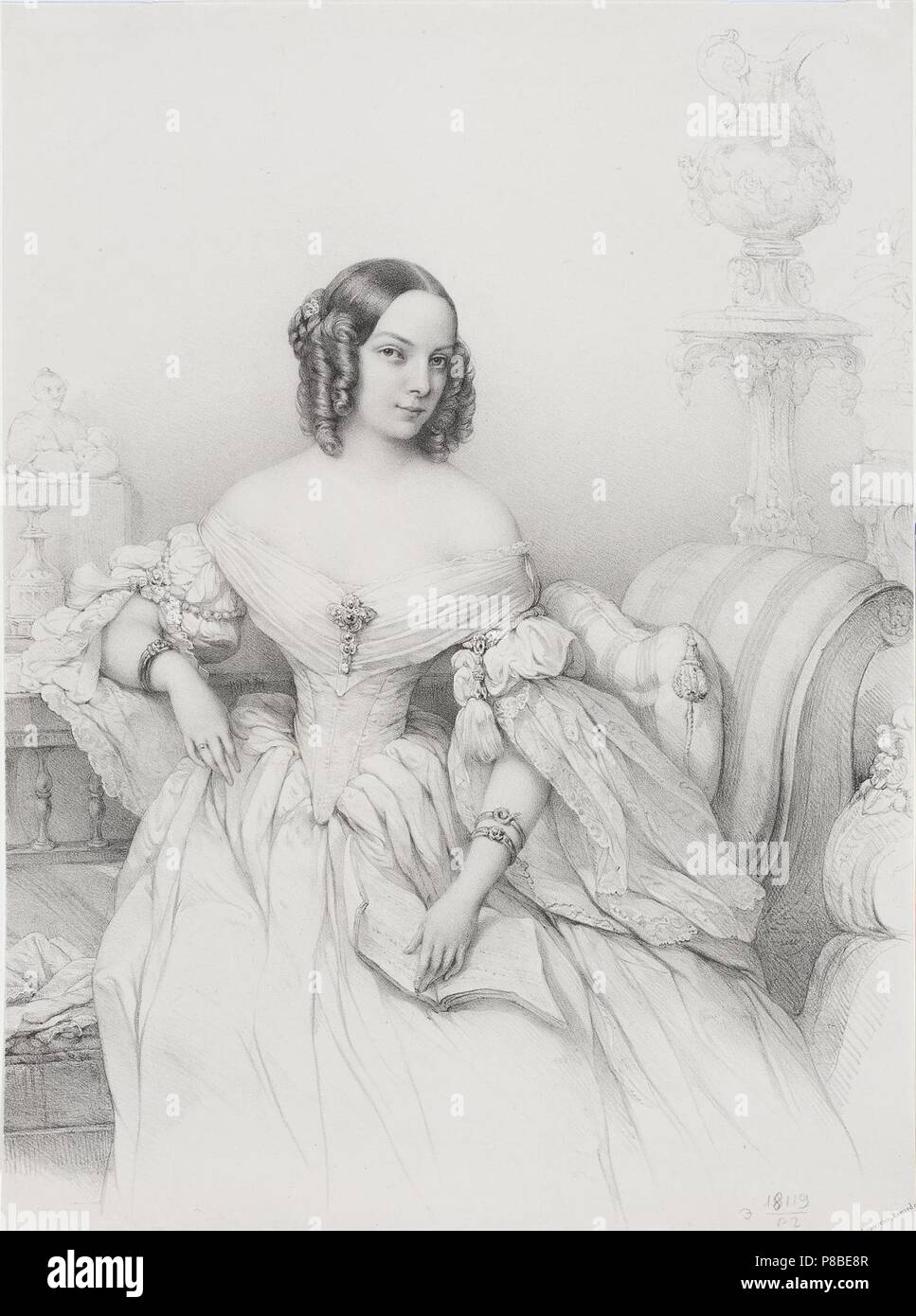 Portrait of Countess Alexandra Kirillovna Vorontsova-Dashkova (1818-1856), née Naryshkina. Museum: State Hermitage, St. Petersburg. Stock Photo