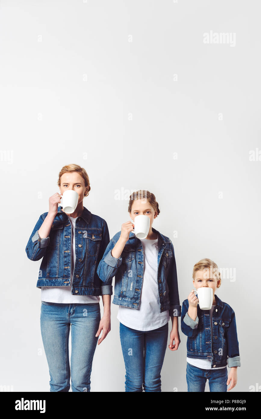 portrait of mother and daughters in 