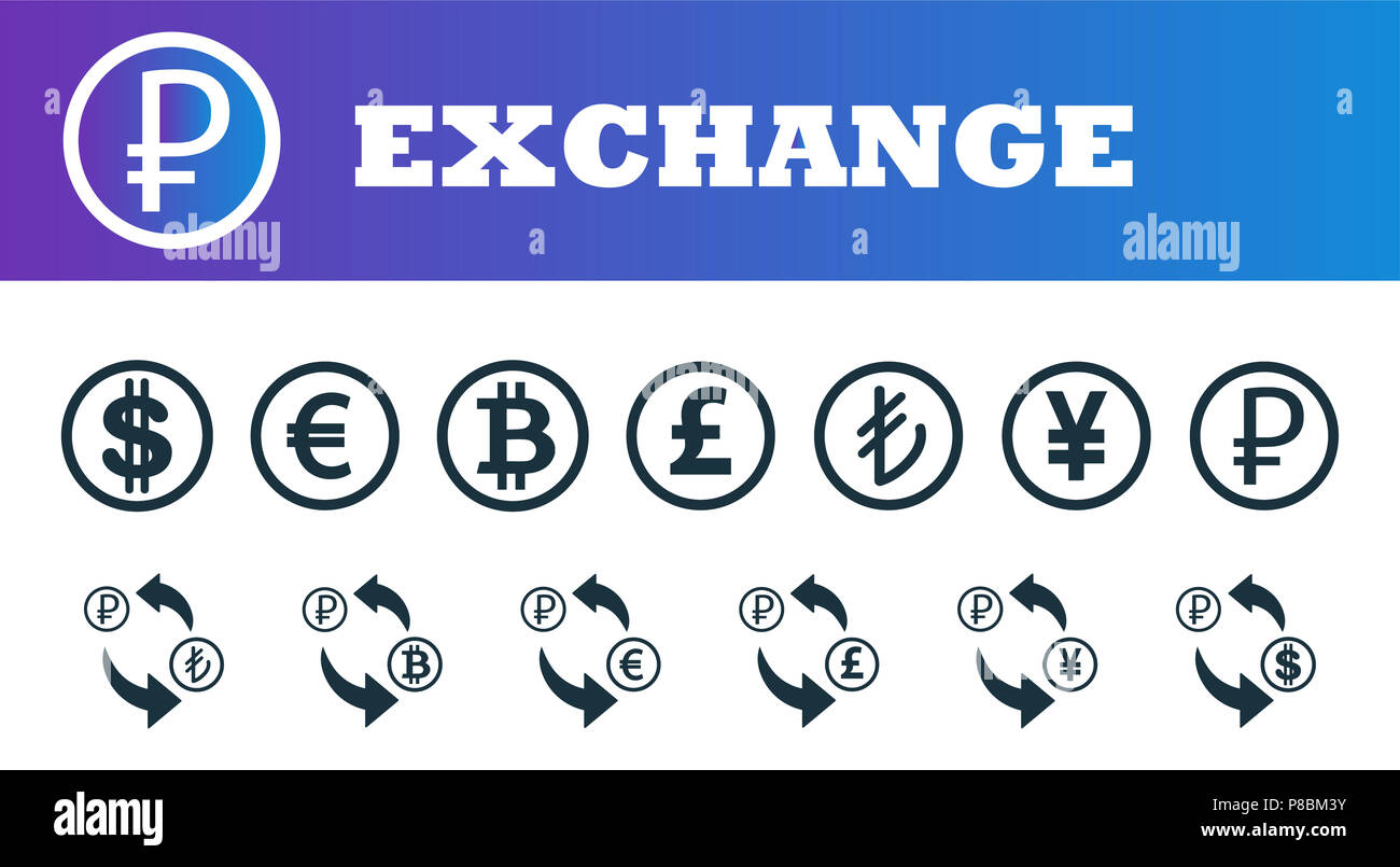 Money exchange icons set. UI and UX. Premium quality symbol collection. Money exchange icon set simple elements for using in app, print, software etc Stock Photo
