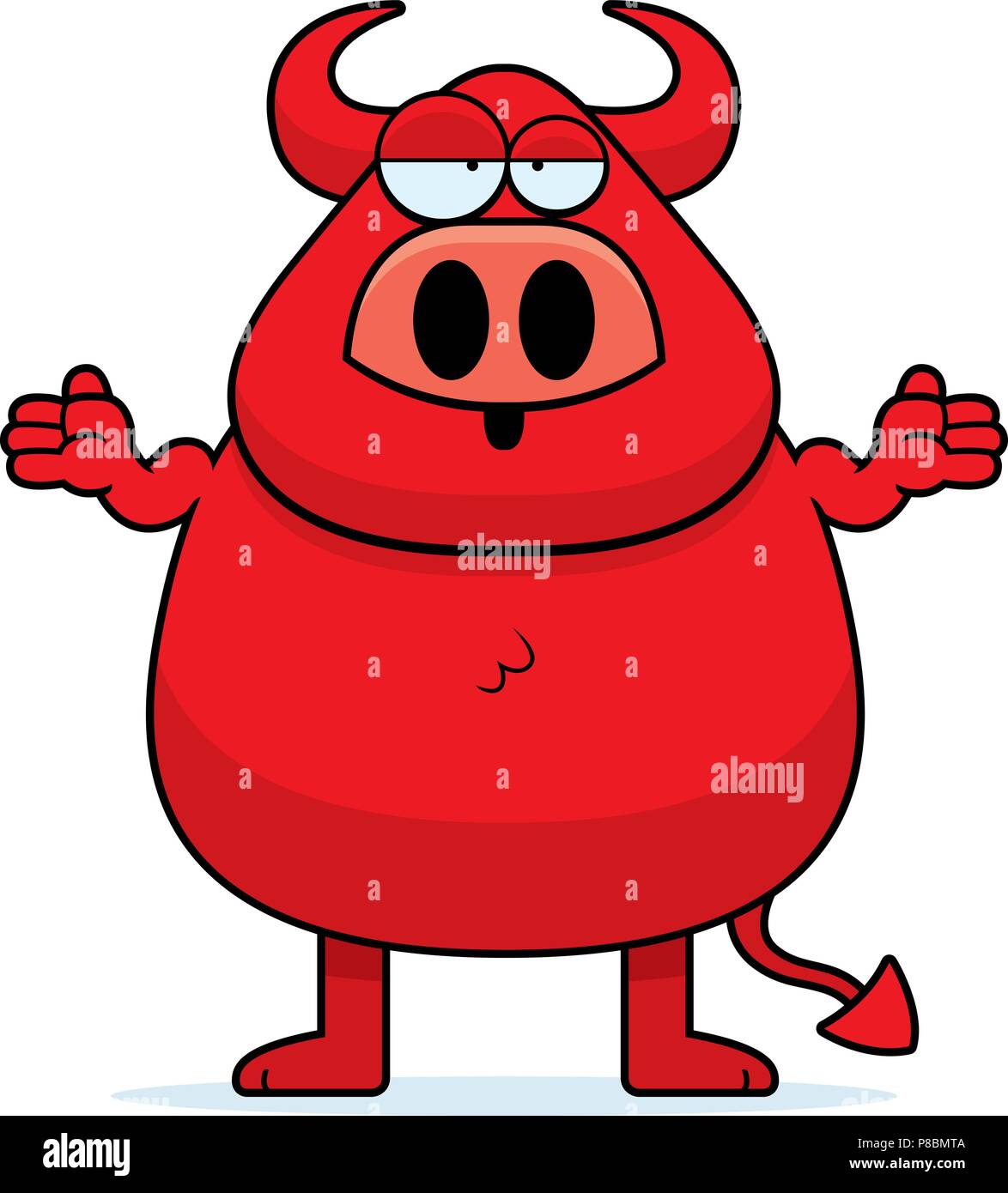 A cartoon illustration of a devil looking confused. Stock Vector