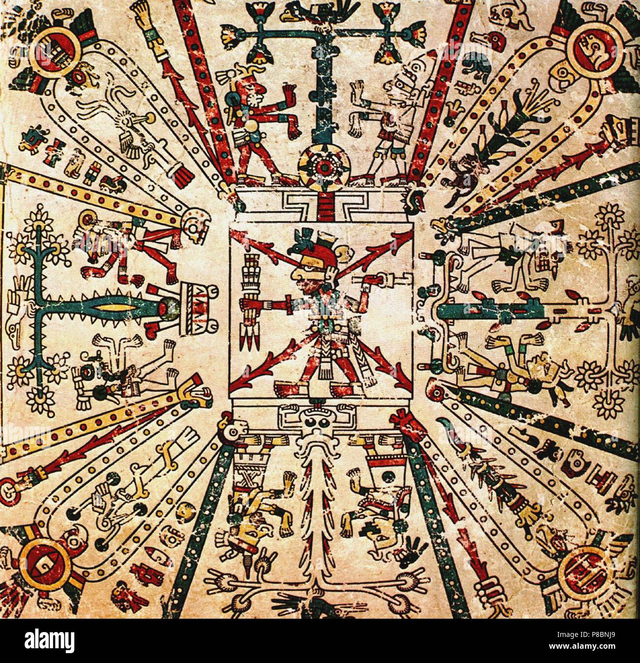 Aztec god Xiuhtecuhtli. The Codex Fejérváry-Mayer. Museum: World Museum ...
