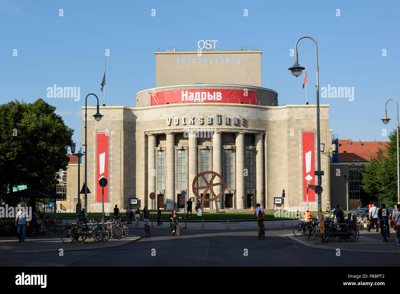 Berlin. Germany. Volksbühne 'People's Theatre', on Rosa-Luxemburg-Platz.  Designed by Oskar Kaufmann and built 1913-1914, after bombing in WW2 it was  Stock Photo