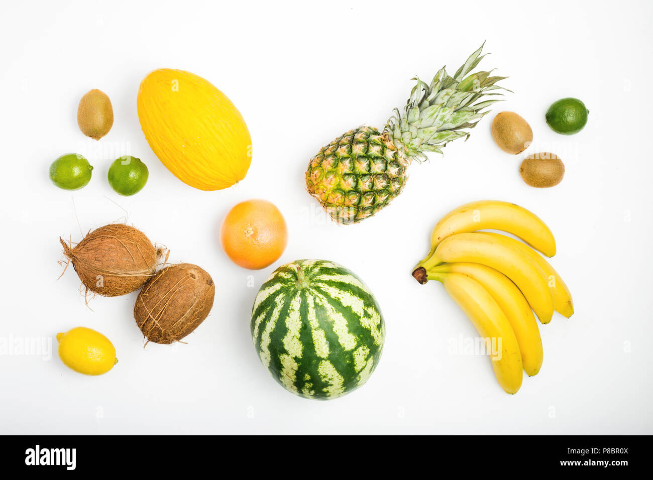 Patterns In Fruit Colorful fruit pattern of pineapple, watermelon, coconut, bananas, kiwi ...