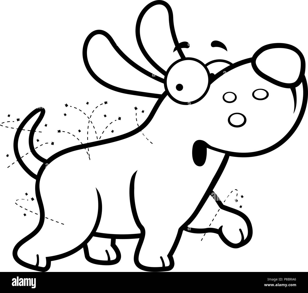 A cartoon illustration of a dog with fleas. Stock Vector