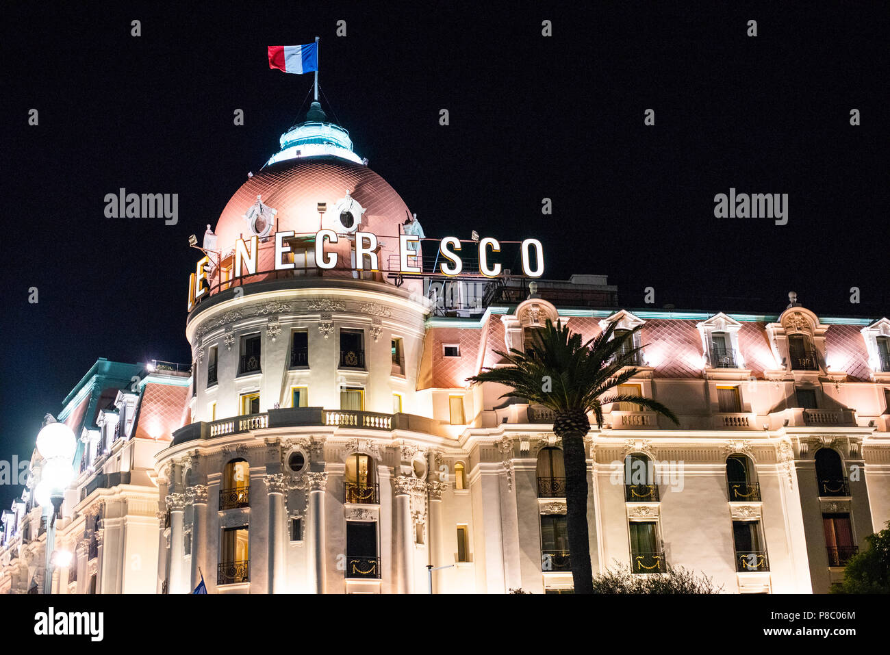 Hotel Negresco, a luxury hotel on Promenade des Anglais, Nice, France Stock Photo