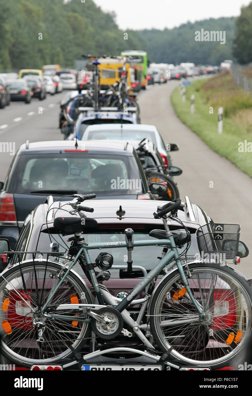 Neuruppin, Germany, traffic jam on the A24 heading north Stock Photo