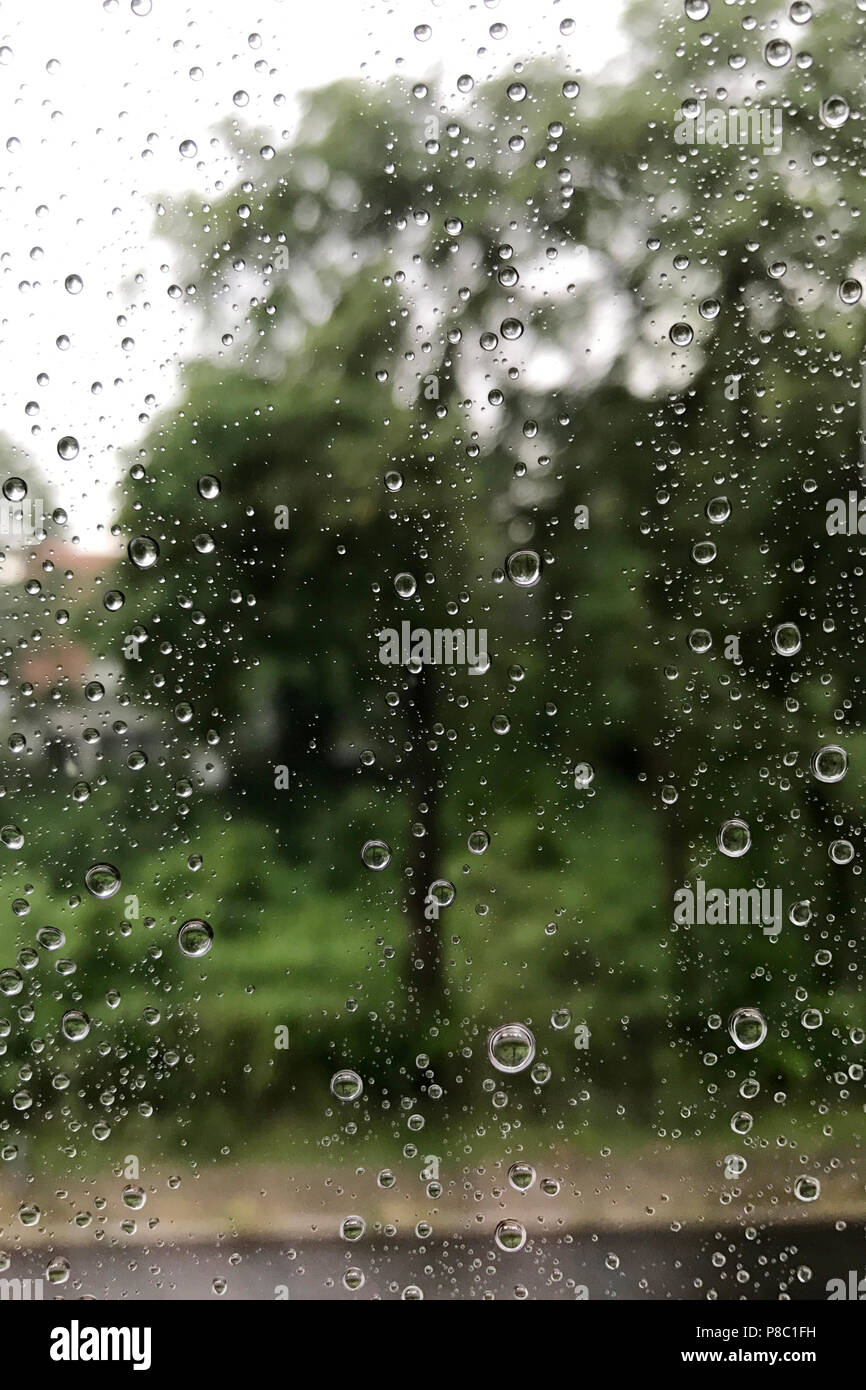 Berlin, Germany, raindrops on a windowpane Stock Photo