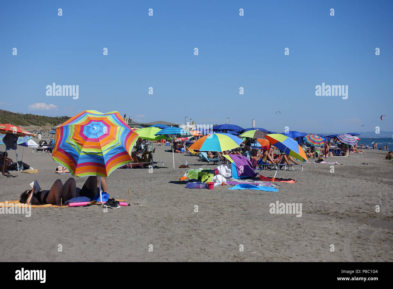 Orbetello, Italy, people on the beach Stock Photo