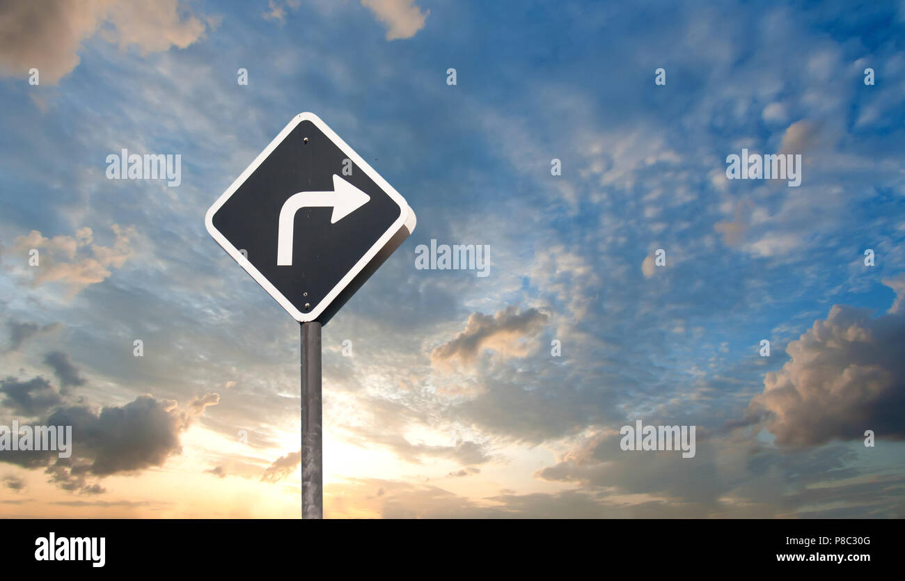 Traffic sign on the clouds Stock Photo