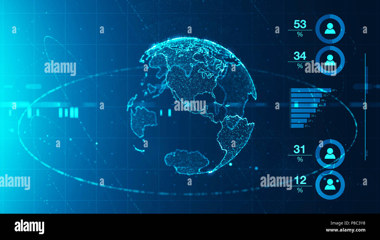 Worldwide global business data infographics, conceptual illustration Stock Photo