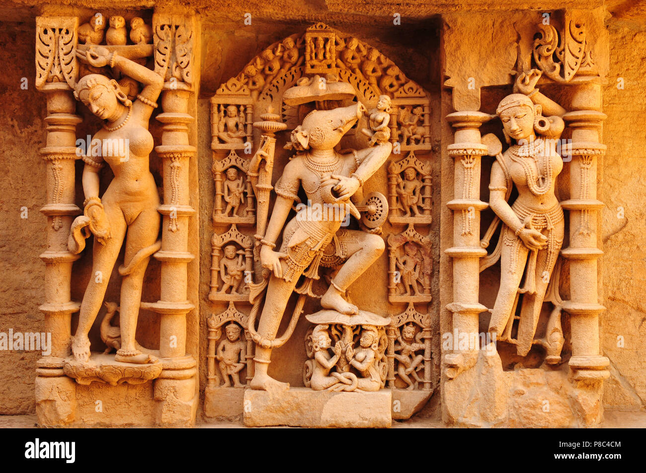 Gujarat: The sandstone-temple Step Well Rani ki Vav of the Solanki dynasty in Ahmedabad-City Stock Photo