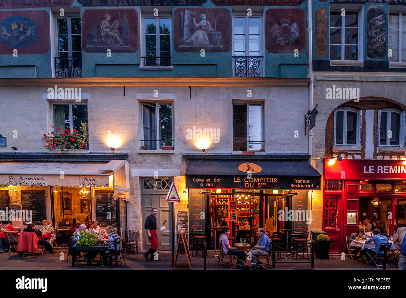 Outdoor restaurants in Paris, France. Stock Photo