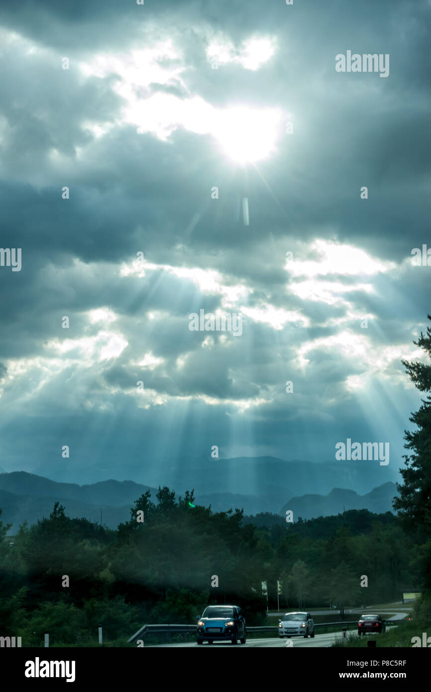 dramatic dark clouds landscape Stock Photo - Alamy