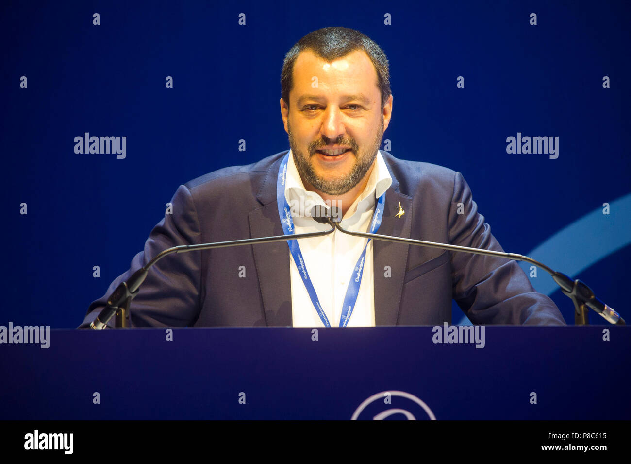 Italy, Rome, Matteo Salvini leader of the Lega Nord vice-president of the Council and Minister of the Interior of the Conte Government. Stock Photo
