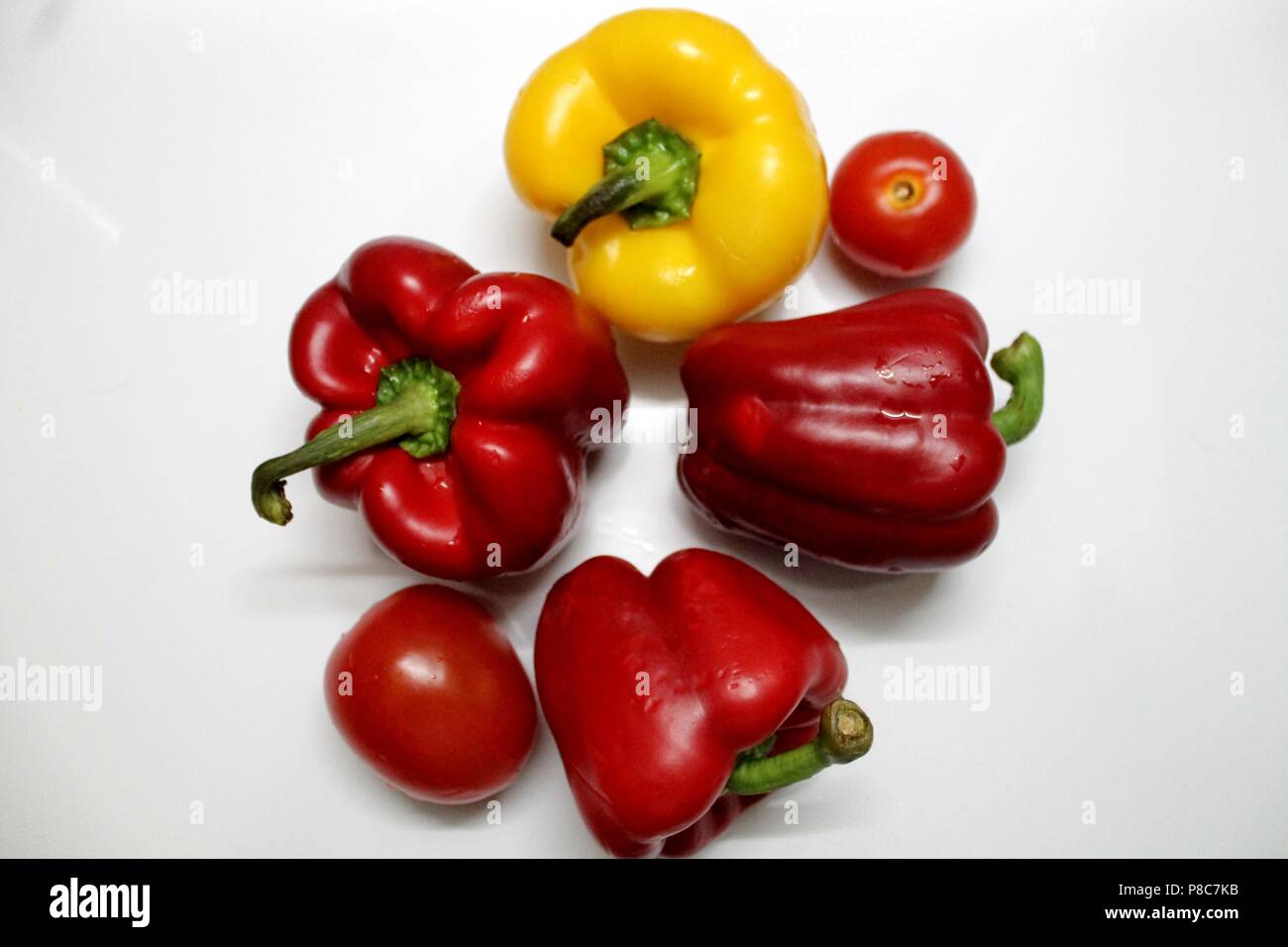 appetizing ripe juicy colorful vegetables prepare for make dinner Stock Photo